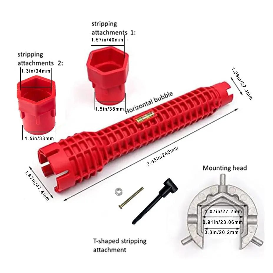 Juego de llave de carraca multifuncional para grifos, instalador de grifos de fregadero y herramienta extractora de tuberías para fontanería de cocina y baño