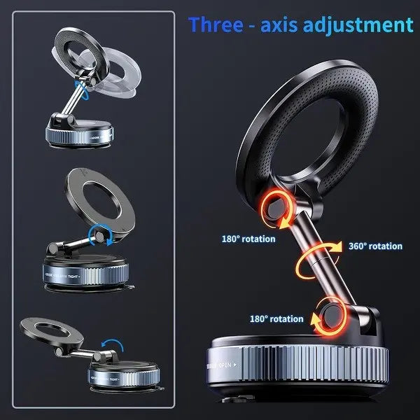 Soporte magnético universal para teléfono de coche con ventosa de succión fuerte para todos los teléfonos inteligentes y vehículos, diseño plegable, funciona en salpicaderos, gimnasios y espejos de baño
