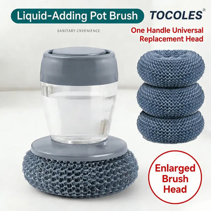 Cepillo de palma para cocina con dispensador automático de jabón, mango cómodo, cerdas duraderas, agarre ergonómico antideslizante para limpieza de fregaderos, ollas y tazones, herramienta multiusos - Esponjas