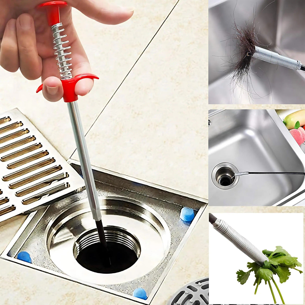 Herramienta de agarre flexible de 78.74 pulgadas con garra: manguera flexible de 4 garras, removedor de obstrucciones de drenaje de baño de 0.7 cm con flexibilidad, accesible a lugares estrechos para necesidades de limpieza de drenaje, 78.74 pulgadas