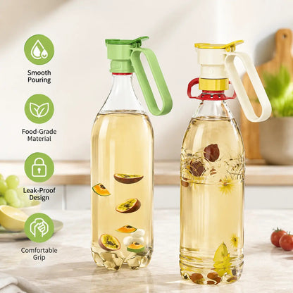 Tapón dispensador de boquilla para botella de plástico - 2 unidades, utensilio de cocina portátil con asa, boca ancha desmontable y diferentes calibres, para aceiteras caseras y preparación de agua fría en el refrigerador