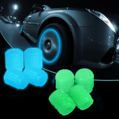 Tapones de válvula fluorescentes impermeables que brillan en la oscuridad, tapones universales para válvulas de neumáticos de coche y bicicleta, ideales para coche y bicicleta
