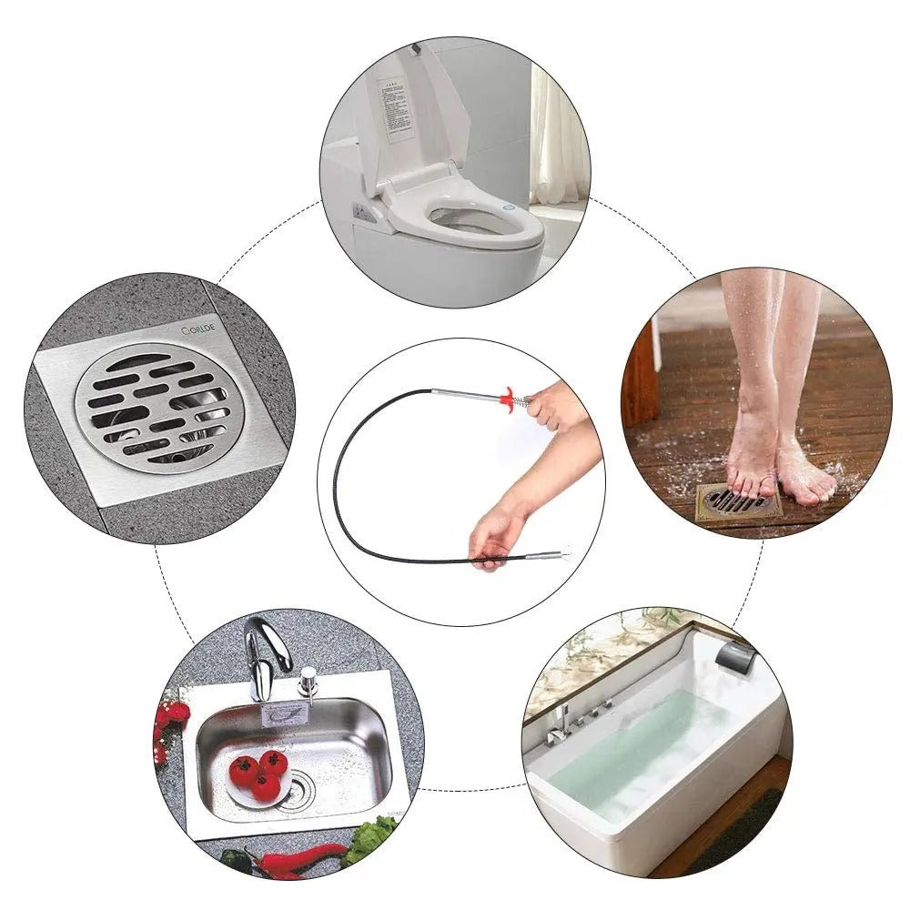 Herramienta de agarre flexible de 78.74 pulgadas con garra: manguera flexible de 4 garras, removedor de obstrucciones de drenaje de baño de 0.7 cm con flexibilidad, accesible a lugares estrechos para necesidades de limpieza de drenaje, 78.74 pulgadas