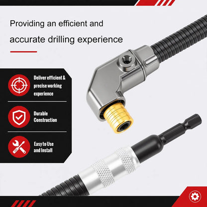 Accesorio de taladro en ángulo recto de 90 grados, adaptador de taladro para esquinas giratorias para espacios confinados, extensión de taladro eléctrico de alta resistencia para muebles, armarios y carpintería