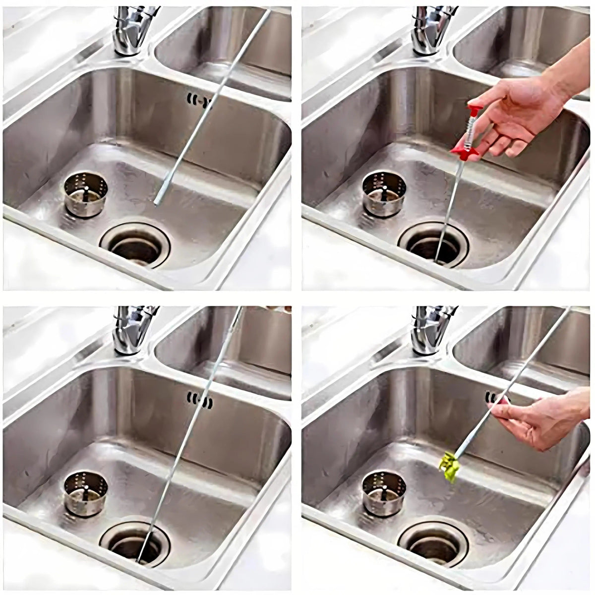 Herramienta de agarre flexible de 78.74 pulgadas con garra: manguera flexible de 4 garras, removedor de obstrucciones de drenaje de baño de 0.7 cm con flexibilidad, accesible a lugares estrechos para necesidades de limpieza de drenaje, 78.74 pulgadas