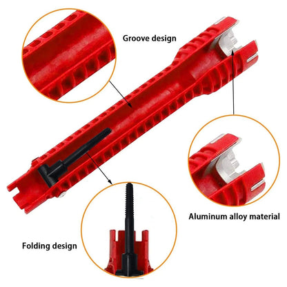 Juego de llave de carraca multifuncional para grifos, instalador de grifos de fregadero y herramienta extractora de tuberías para fontanería de cocina y baño