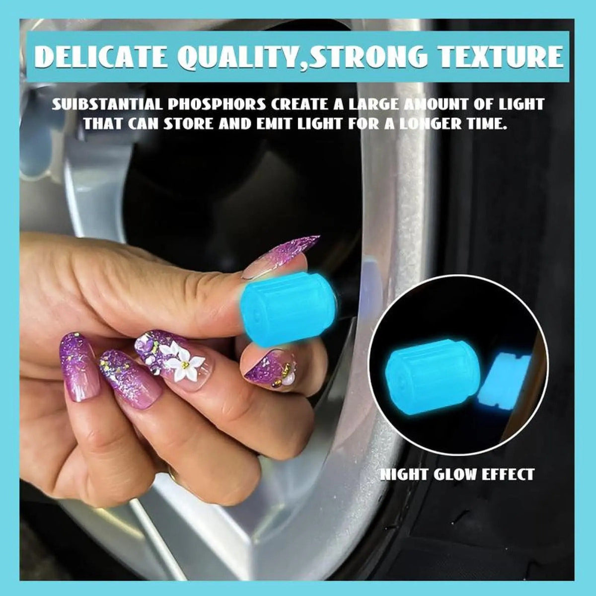 Tapones de válvula fluorescentes impermeables que brillan en la oscuridad, tapones universales para válvulas de neumáticos de coche y bicicleta, ideales para coche y bicicleta