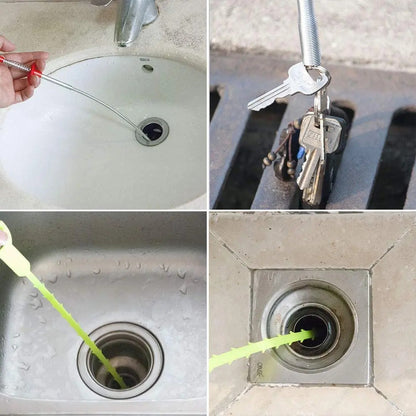 Herramienta de agarre flexible de 78.74 pulgadas con garra: manguera flexible de 4 garras, removedor de obstrucciones de drenaje de baño de 0.7 cm con flexibilidad, accesible a lugares estrechos para necesidades de limpieza de drenaje, 78.74 pulgadas