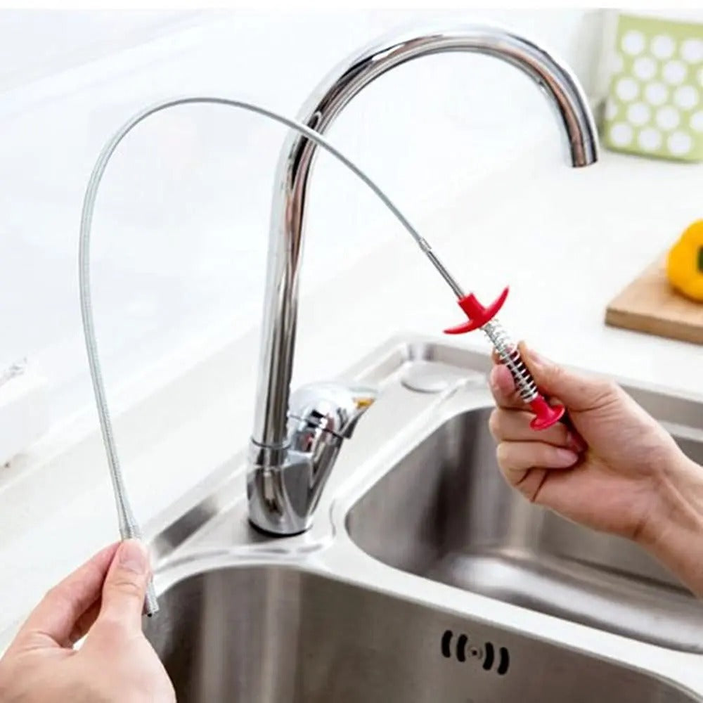 Herramienta de agarre flexible de 78.74 pulgadas con garra: manguera flexible de 4 garras, removedor de obstrucciones de drenaje de baño de 0.7 cm con flexibilidad, accesible a lugares estrechos para necesidades de limpieza de drenaje, 78.74 pulgadas
