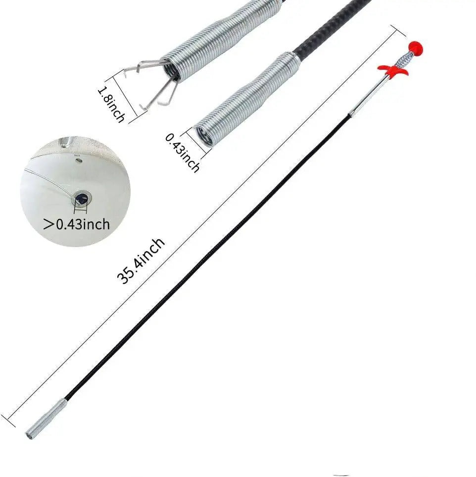 Herramienta de agarre flexible de 78.74 pulgadas con garra: manguera flexible de 4 garras, removedor de obstrucciones de drenaje de baño de 0.7 cm con flexibilidad, accesible a lugares estrechos para necesidades de limpieza de drenaje, 78.74 pulgadas