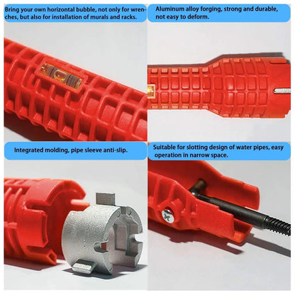 Juego de llave de carraca multifuncional para grifos, instalador de grifos de fregadero y herramienta extractora de tuberías para fontanería de cocina y baño