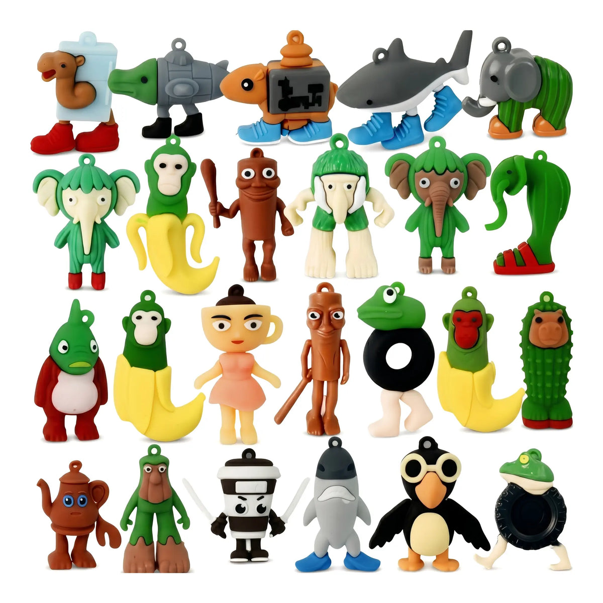 Italian Brainrot Toys 24pcs Tralalero Tralala Meme Shark Figures 2.5in Funny Animals Keychain Decor Gifts for Fans Squishy Bag Charms Car Accessories Collector Set Fun Collectibles Silicone Figurines Decorative Figurines