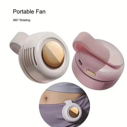 Portable Silent Low Noise Cooling Mini Bladeless Electric Personal Fan, Adjustable 3-speed Suspended Collar & Waist Fans, Rechargeable Rotating Body Fan, Rechargeable Wearable Fan, Suitable for Outdoor & Travel & Office, Travel Accessories