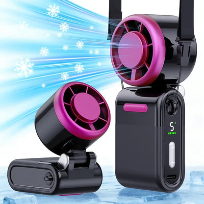 Ventilador de bolsillo mini portátil, turbo, ligero, 4000 mAh, 5 velocidades, flujo de aire potente, recargable por USB, con cordón ajustable para exteriores, viajes, playa, regalos de verano para mujeres y hombres