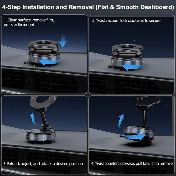 Soporte magnético universal para teléfono de coche con ventosa de succión fuerte para todos los teléfonos inteligentes y vehículos, diseño plegable, funciona en salpicaderos, gimnasios y espejos de baño
