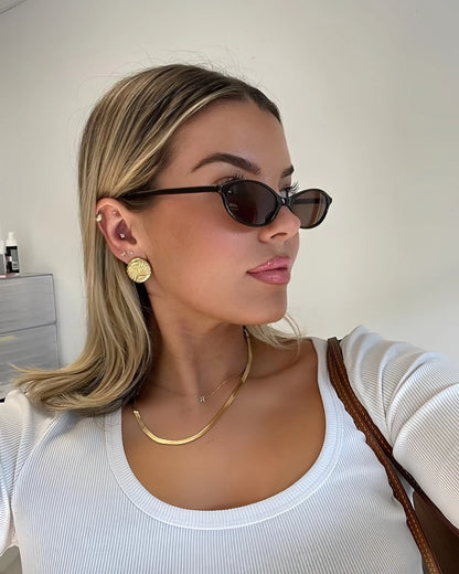 〖Summer Turn Up〗Gafas de sol retro ovaladas de 3 piezas para mujer, elegantes gafas de sol estilo ojo de gato de los años 90, gafas ligeras y estrechas, gafas de sol modernas con protección UV, gafas de sol vintage estilo "rich girl" para mujer