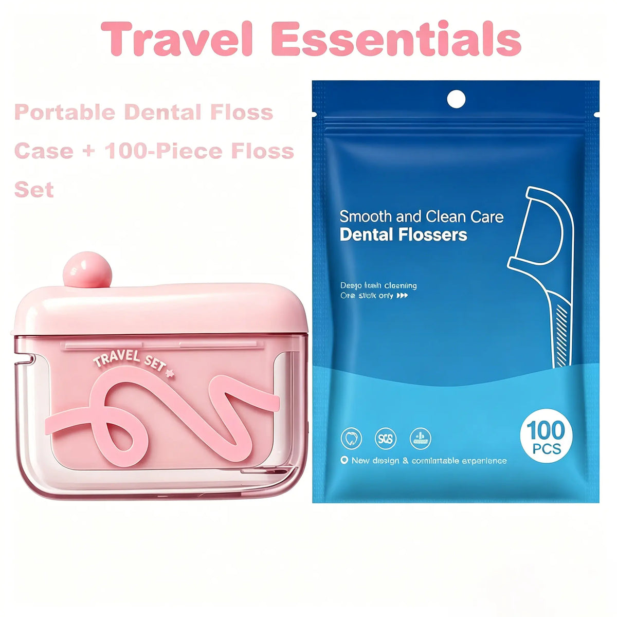 Estuche de almacenamiento tamaño viaje: cuenta con un dispensador automático emergente, portátil y rellenable, perfecto para el cuidado bucal en casa, en restaurantes y durante los viajes.