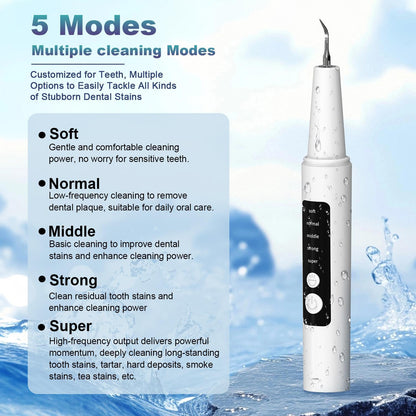 Ultrasonic Dental Plaque Remover for Humans & Pets - Professional Teeth Cleaning Kit for Tartar & Stain Removal, Safe & Gentle Electric Toothbrush for Cats, Dogs and People