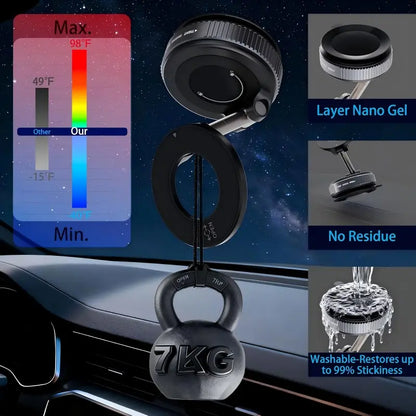 Soporte magnético universal para teléfono de coche con ventosa de succión fuerte para todos los teléfonos inteligentes y vehículos, diseño plegable, funciona en salpicaderos, gimnasios y espejos de baño