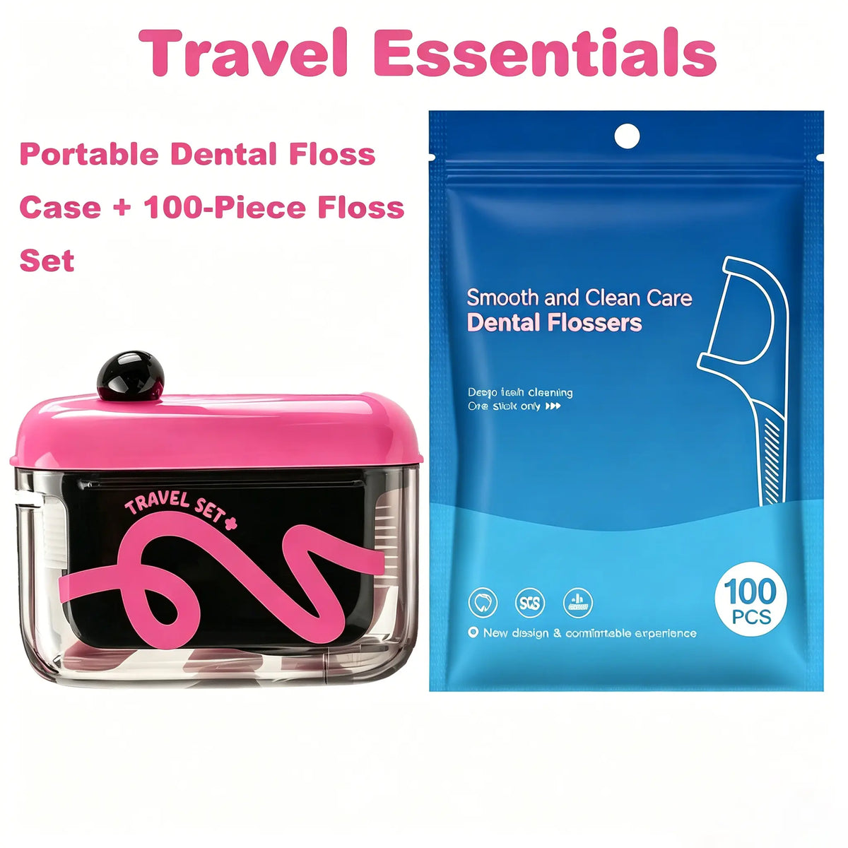 Estuche de almacenamiento tamaño viaje: cuenta con un dispensador automático emergente, portátil y rellenable, perfecto para el cuidado bucal en casa, en restaurantes y durante los viajes.