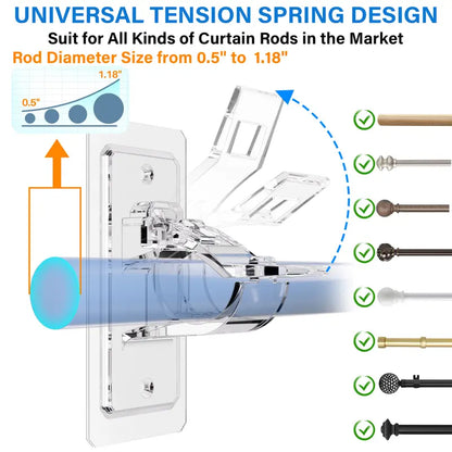 Paquete de 6 soportes para barra de cortina sin taladrar, ganchos adhesivos para barra, soportes multiusos autoadhesivos sin clavos para decoración de baño