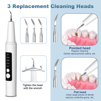 Ultrasonic Dental Plaque Remover for Humans & Pets - Professional Teeth Cleaning Kit for Tartar & Stain Removal, Safe & Gentle Electric Toothbrush for Cats, Dogs and People