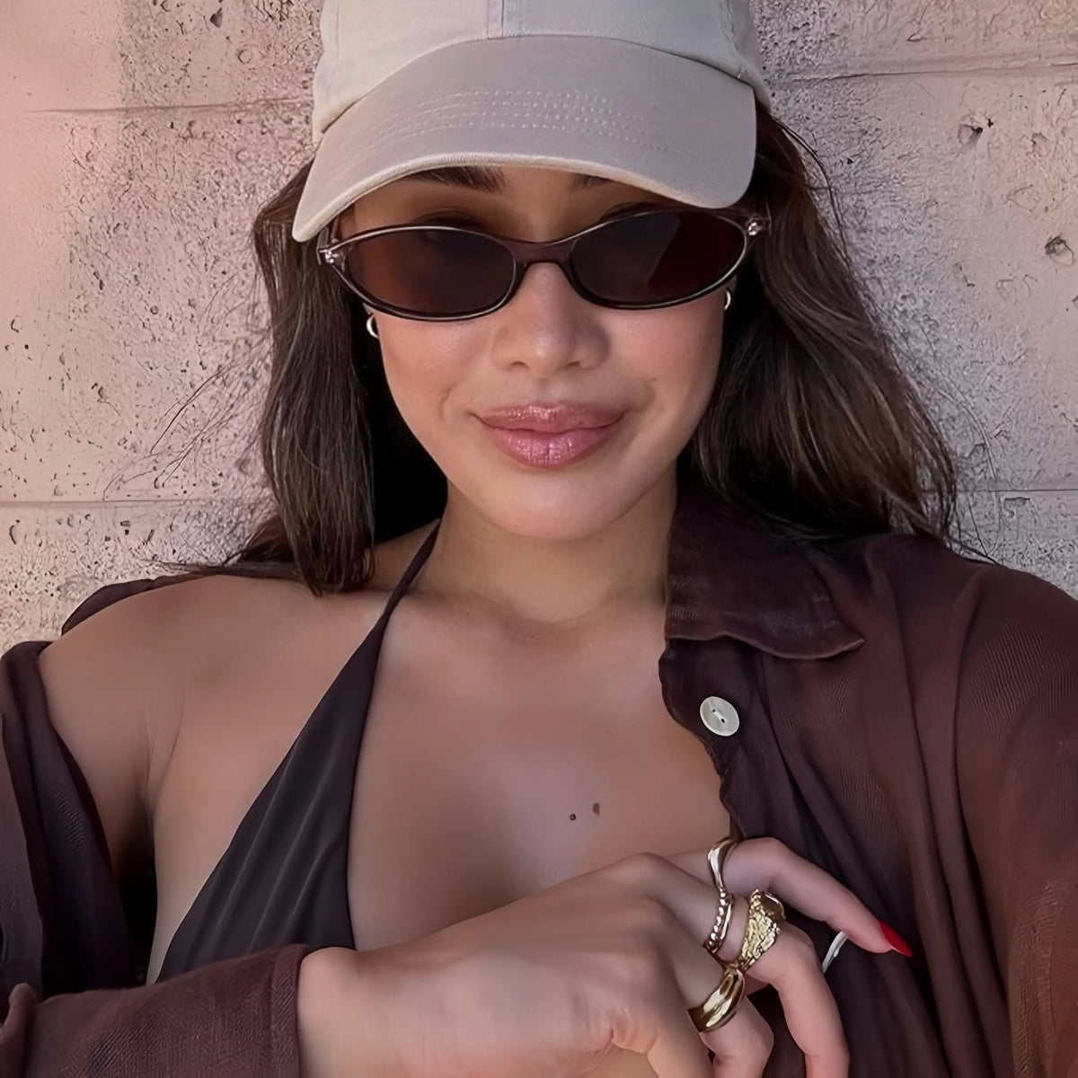 〖Summer Turn Up〗Gafas de sol retro ovaladas de 3 piezas para mujer, elegantes gafas de sol estilo ojo de gato de los años 90, gafas ligeras y estrechas, gafas de sol modernas con protección UV, gafas de sol vintage estilo "rich girl" para mujer