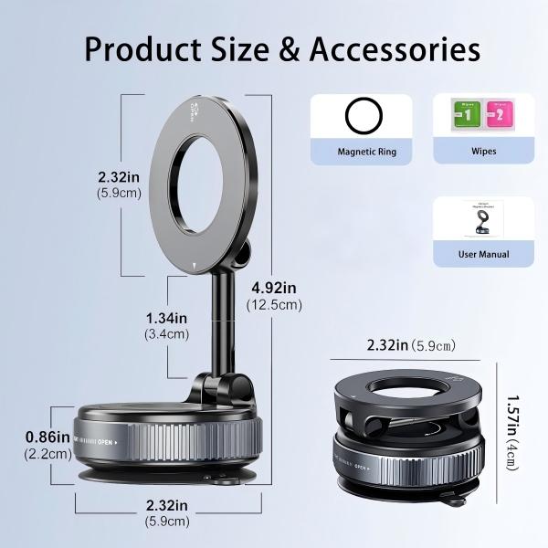 Soporte magnético universal para teléfono de coche con ventosa de succión fuerte para todos los teléfonos inteligentes y vehículos, diseño plegable, funciona en salpicaderos, gimnasios y espejos de baño