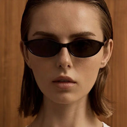 〖Summer Turn Up〗Gafas de sol retro ovaladas de 3 piezas para mujer, elegantes gafas de sol estilo ojo de gato de los años 90, gafas ligeras y estrechas, gafas de sol modernas con protección UV, gafas de sol vintage estilo "rich girl" para mujer