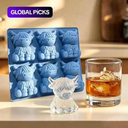 Mini Highland Cow Ice Cube Mold, Silicone Ice Cube Tray, Cute 3D Ice Cubes for Drinks, Parties, and Gifts, Perfect for Beverage Enhancements