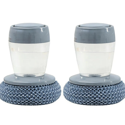 Cepillo de palma para cocina con dispensador automático de jabón, mango cómodo, cerdas duraderas, agarre ergonómico antideslizante para limpieza de fregaderos, ollas y tazones, herramienta multiusos - Esponjas