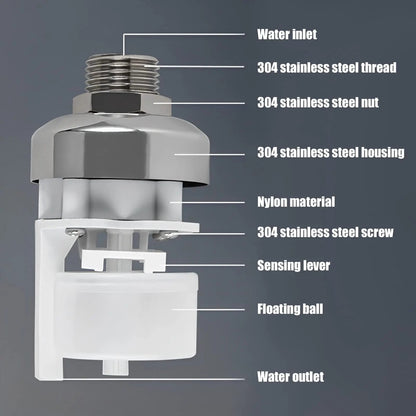 2 Válvulas de Control de Nivel de Agua, Válvula de Flotador de Acero Inoxidable 304, Válvula de Bola Flotante Mini con Cierre Automático, Entrada de Agua Superior/Lateral Segura para Tanque de Agua