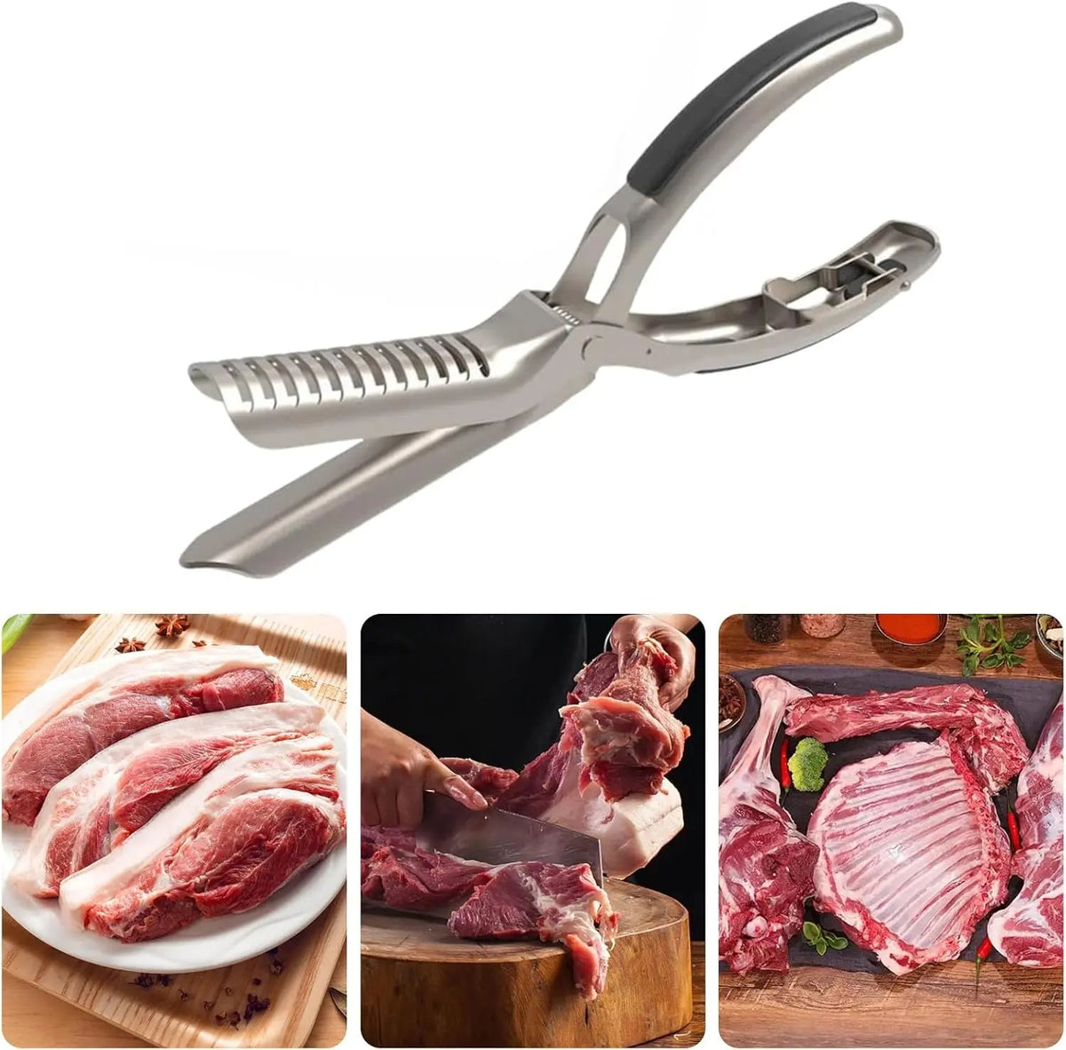Kit de herramientas de acero inoxidable para retirar la membrana de las costillas BBQ, con pinza curva y agarre antideslizante, diseño ergonómico para una fácil eliminación de la membrana, accesorios para barbacoa aptos para lavavajillas (1 unidad)