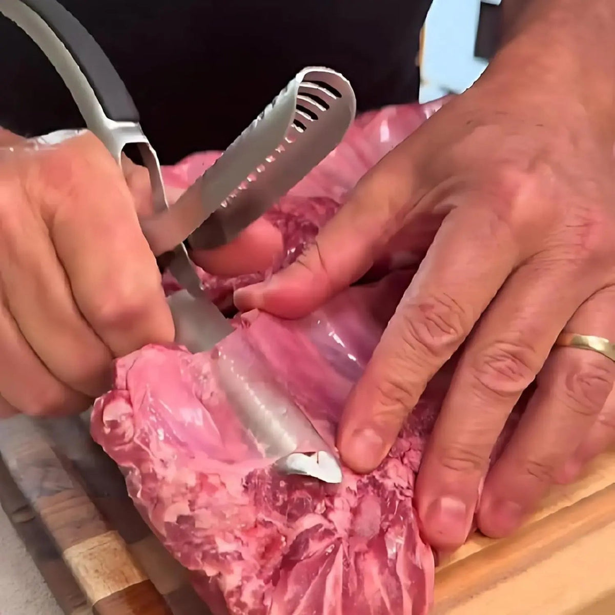 Kit de herramientas de acero inoxidable para retirar la membrana de las costillas BBQ, con pinza curva y agarre antideslizante, diseño ergonómico para una fácil eliminación de la membrana, accesorios para barbacoa aptos para lavavajillas (1 unidad)