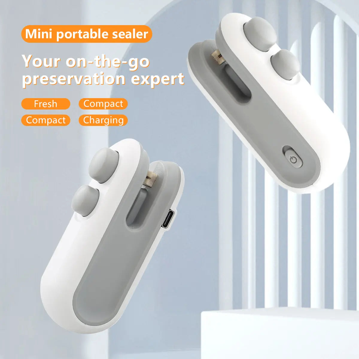 Mini snack bag sealing machine,2 in 1 heat USB rechargeable snack bag selaer,plastic Electric bag sealers, keep food fresh. Portable Sealer Picnics.