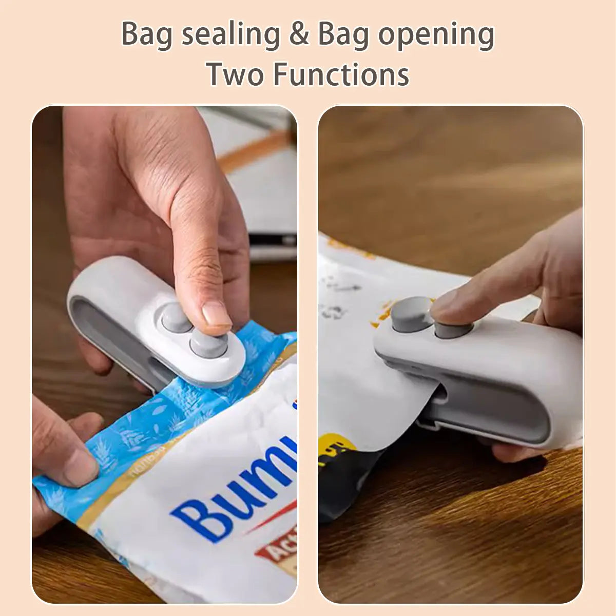 Mini snack bag sealing machine,2 in 1 heat USB rechargeable snack bag selaer,plastic Electric bag sealers, keep food fresh. Portable Sealer Picnics.