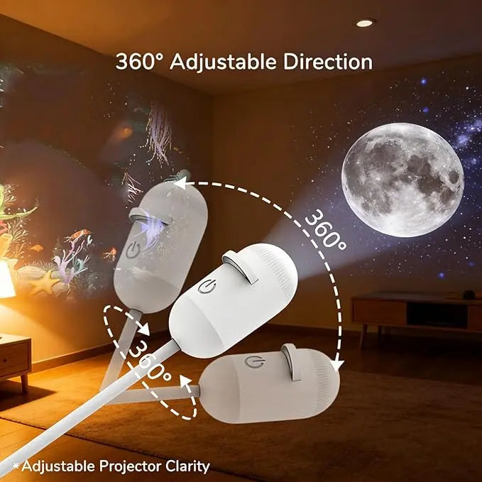 USB 2-in-1 Galaxy Projector and Warm Night Light - 3 or 12 Projection Discs