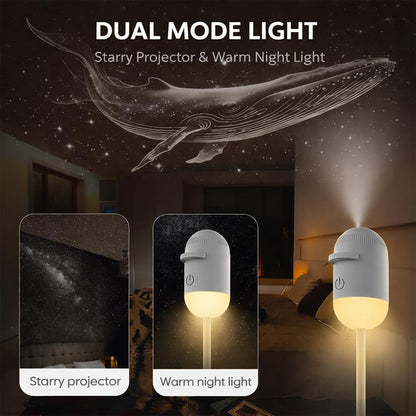 USB 2-in-1 Galaxy Projector and Warm Night Light - 3 or 12 Projection Discs