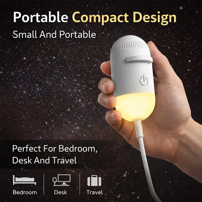 USB 2-in-1 Galaxy Projector and Warm Night Light - 3 or 12 Projection Discs