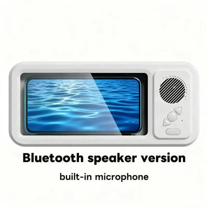 Bathroom shower waterproof phone holder Bluetooth speaker 360°Rotation touch screen mobile phone box watch movie listening music