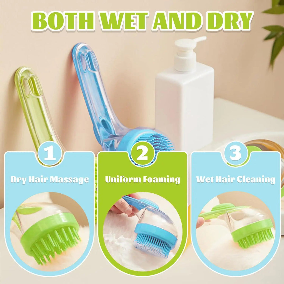 Cepillo de baño para mascotas con dispensador de champú para perros y gatos, mango ergonómico, herramienta de aseo para masaje suave, fácil de usar, suministro esencial para el baño de perros