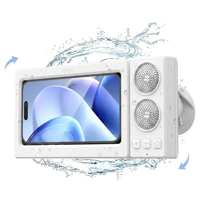 Bathroom shower waterproof phone holder Bluetooth speaker 360°Rotation touch screen mobile phone box watch movie listening music
