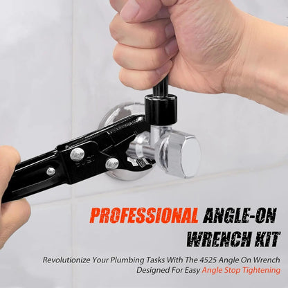 Plumbing Tools – Dual Wrench Kit, Angle Stop Wrench, Plumbing Wrench. Professional plumbing toolset specially designed for confined spaces for easy angle stop and supply nut installation. Must-have for plumbers.