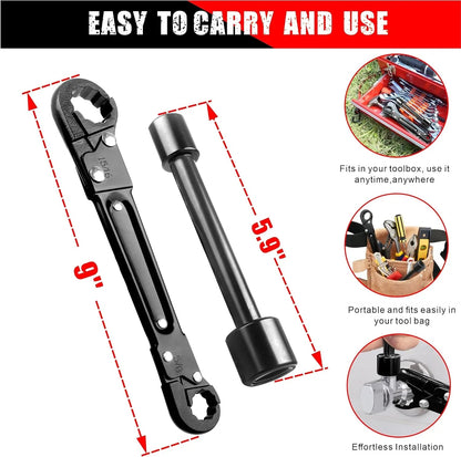 Plumbing Tools – Dual Wrench Kit, Angle Stop Wrench, Plumbing Wrench. Professional plumbing toolset specially designed for confined spaces for easy angle stop and supply nut installation. Must-have for plumbers.